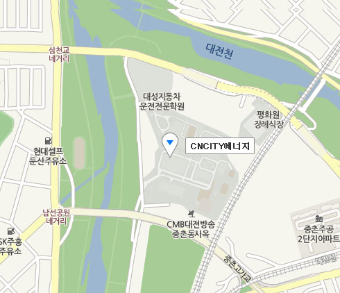 CNCITY 에너지 지도 : 남선공원 네거리에서 용문교를 지나 좌측 CMB대전방송 중촌동 사옥 안쪽에 위치해 있습니다. 근처에 대성자동차 운전전문학원과 평화원 장례식장이 있습니다.